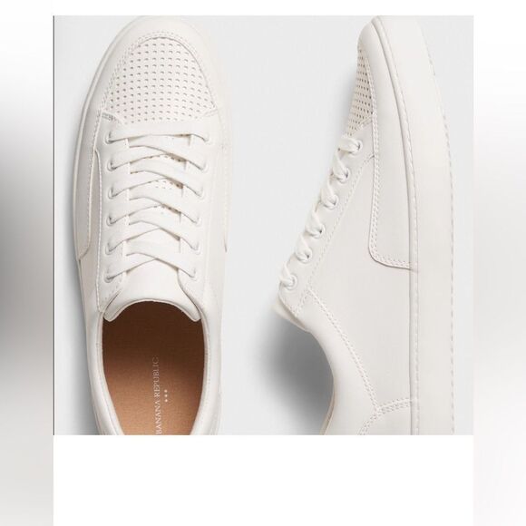 Banana Republic Factory bright white Perforated faux leather sneakers size 7. - Picture 1 of 8